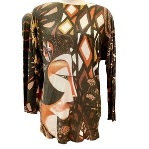 NWOT Light weight artist long sleeve Asian print sweater